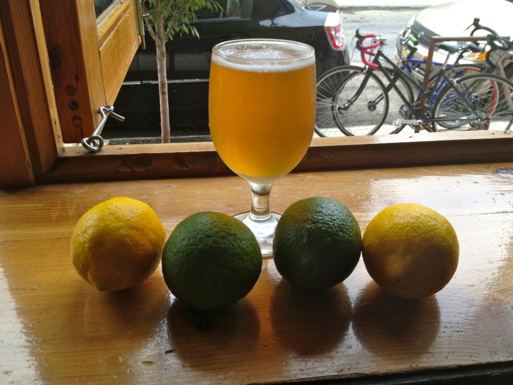 "Lemon-to-a-Lime, Lime-to-a-Lemon" American Sardine Ale by Manayunk Brewing (photo by Lee Porter)