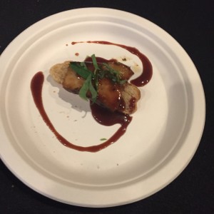 Red Owl Tavern's pork belly tavern w lingonberry mustard at The Brewer's Plate 2017 (photo by Lee Porter)